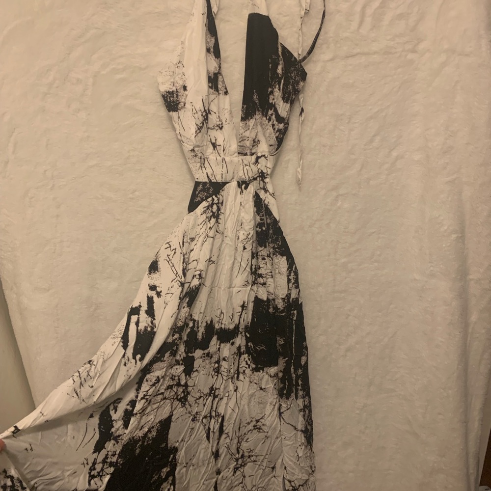 Black and White Open Back Dress